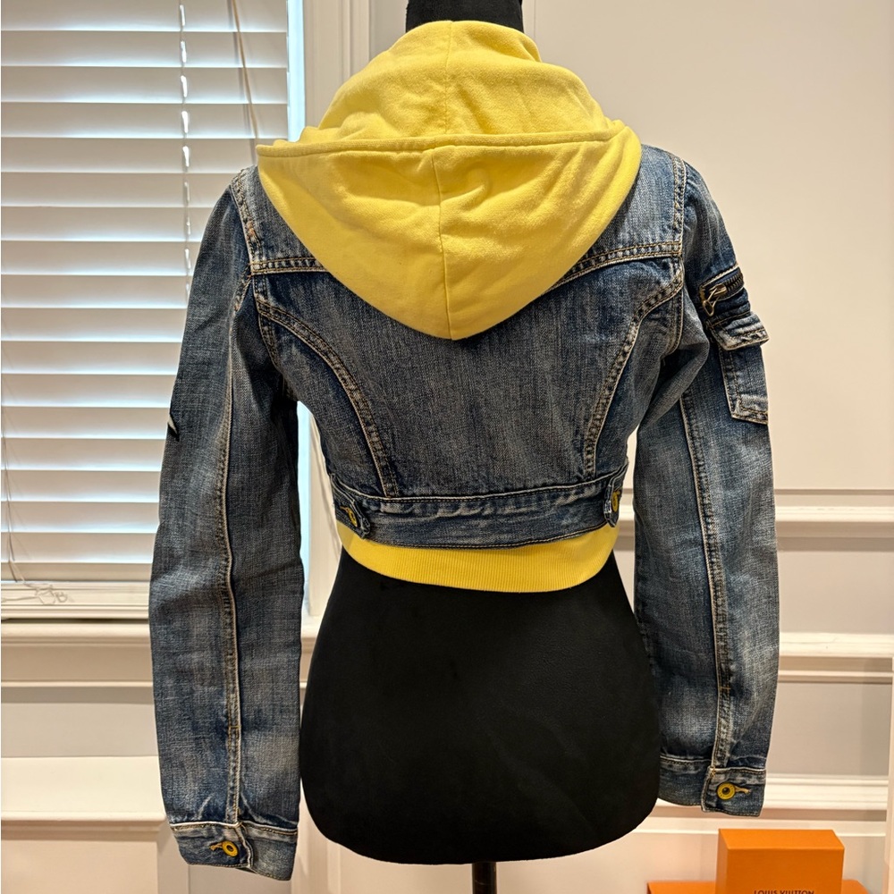 Y2K Fall Cropped Denim Jacket with removable hood - Picture 6 of 8